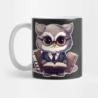 Owl is a lawyer reading a book Mug